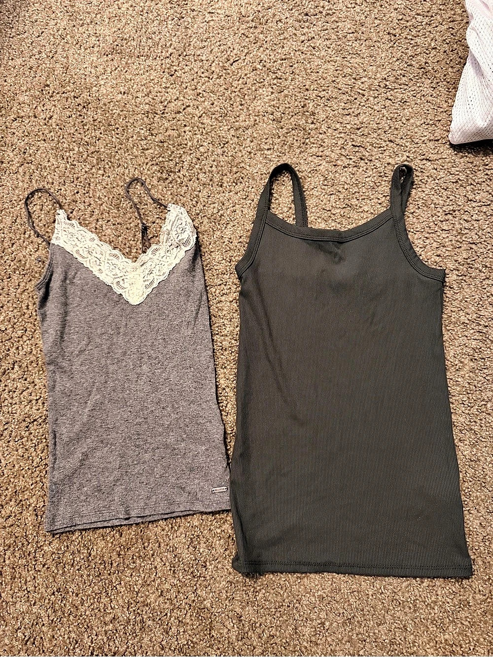 Hollister Lace Trim Layering Cami Gray & Black Camisole Set